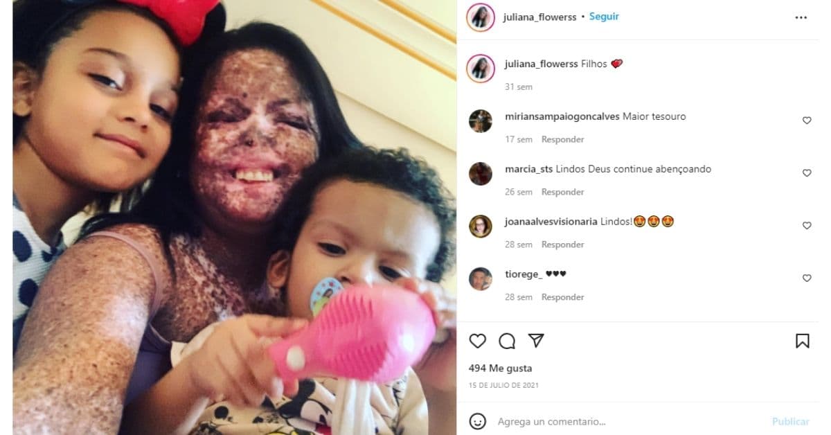 Juliana con sus dos hijos