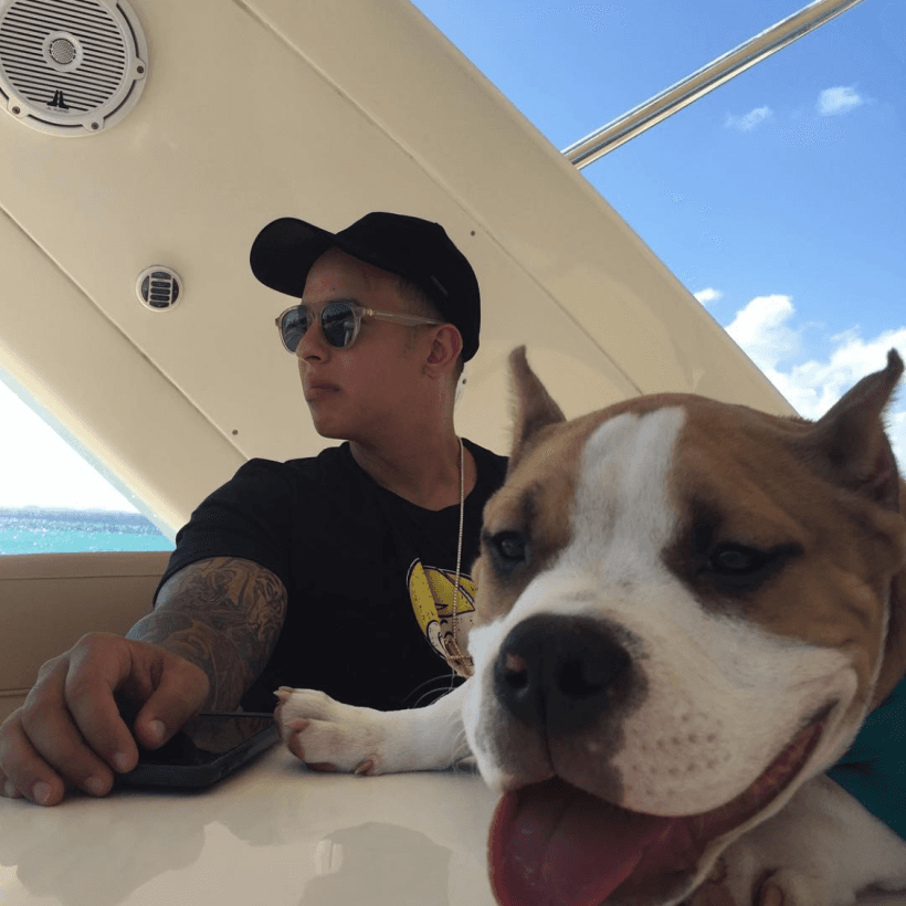 O a 
<b>Daddy Yankee</b>, quien pasó la cuarentena a bordo de su 
<b>yate</b>, recorriendo las costas de Puerto Rico, rodeado de sus seres queridos, entre ellos este adorable canino.
<br>
<br>
<b>Relacionado:</b> 
<a href="https://www.univision.com/carros/carros-y-famosos/como-todo-un-boss-daddy-yankee-en-distanciamiento-social-desde-su-casa-acuatica-fotos" target="_blank">Como todo un boss: Daddy Yankee en distanciamiento social desde su ‘casa acuática’</a>