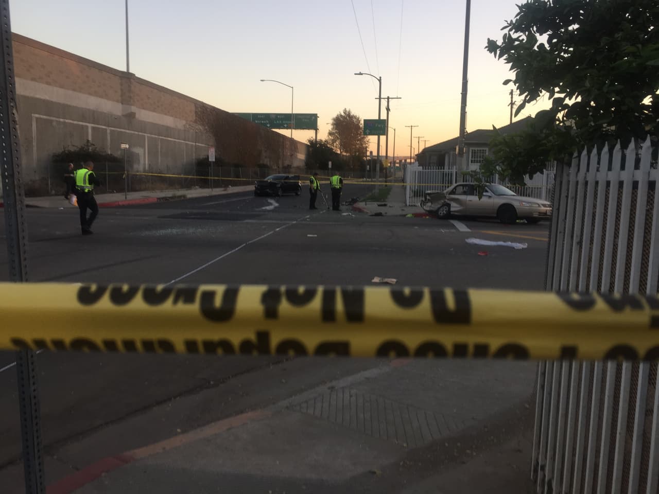 Zona acordonada del accidente que dejó cuatro heridos.
