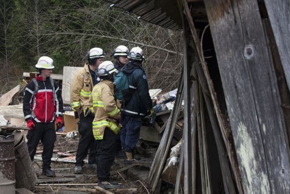 Y tratan de remover los escombros.