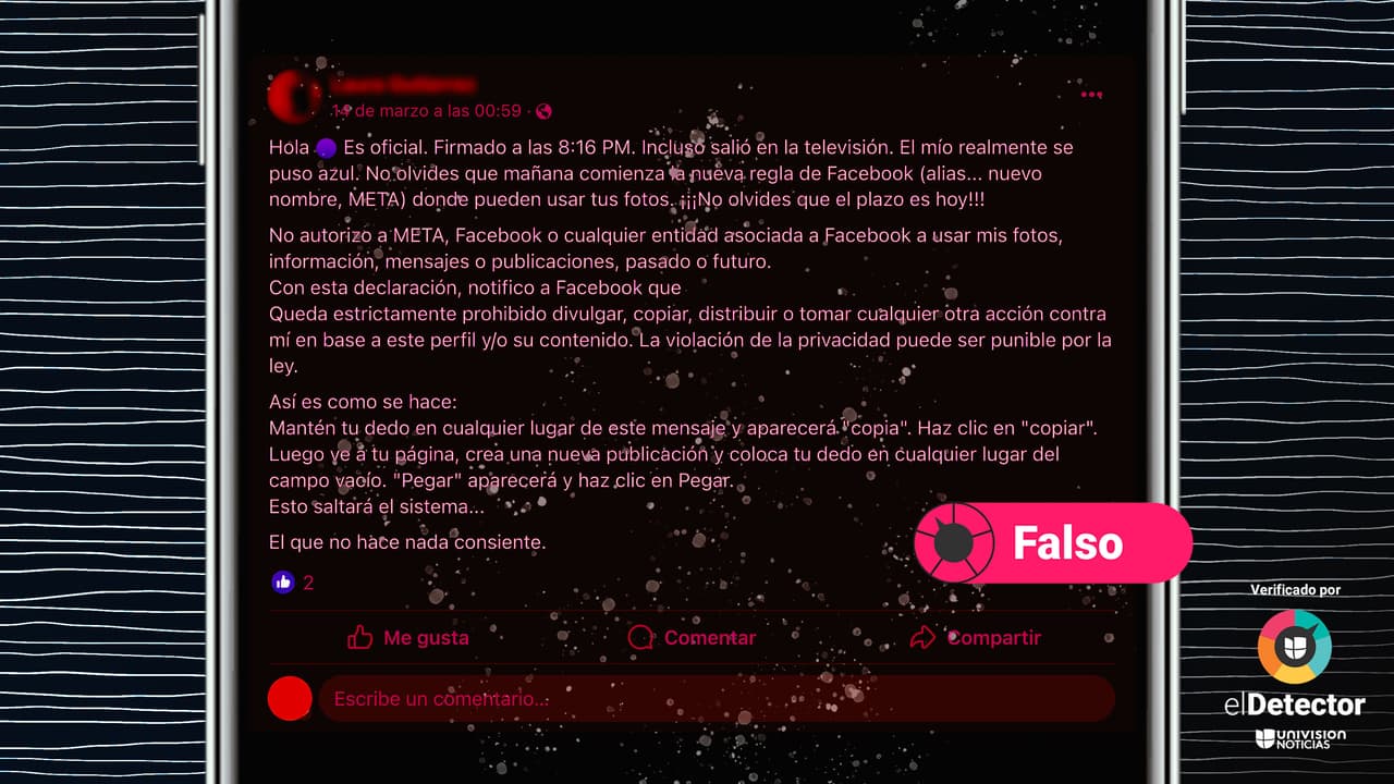 Ese mensaje de “no autorizo” en tu muro de Facebook no evita el uso de tus contenidos por Meta