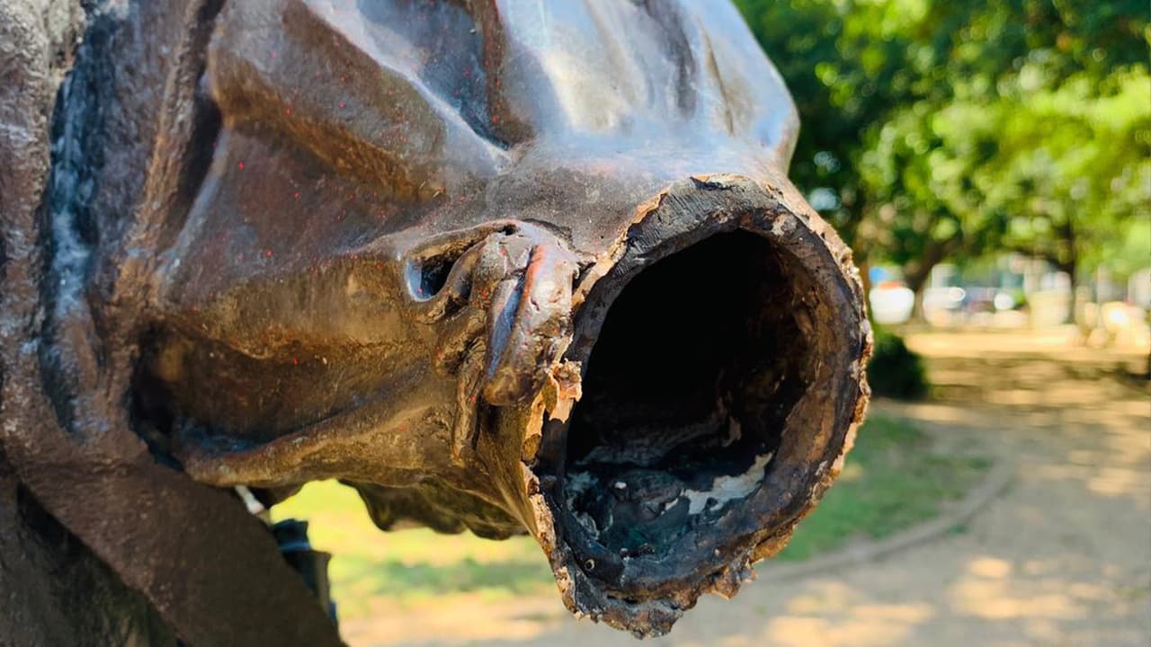 Por segunda ocasión consecutiva fue 
<b><a href="https://www.univision.com/local/houston-kxln/vandalizan-nuevamente-una-estatua-de-cristobal-colon-en-un-parque-de-houston-video">dañada,</a> </b> el viernes 12 de junio, amaneció sin una mano.