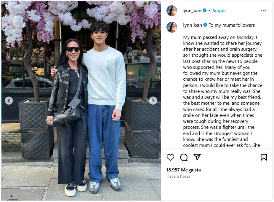 Sebastian, hijo de Lynn Ban, anunció la muerte de la diseñadora de joyas.