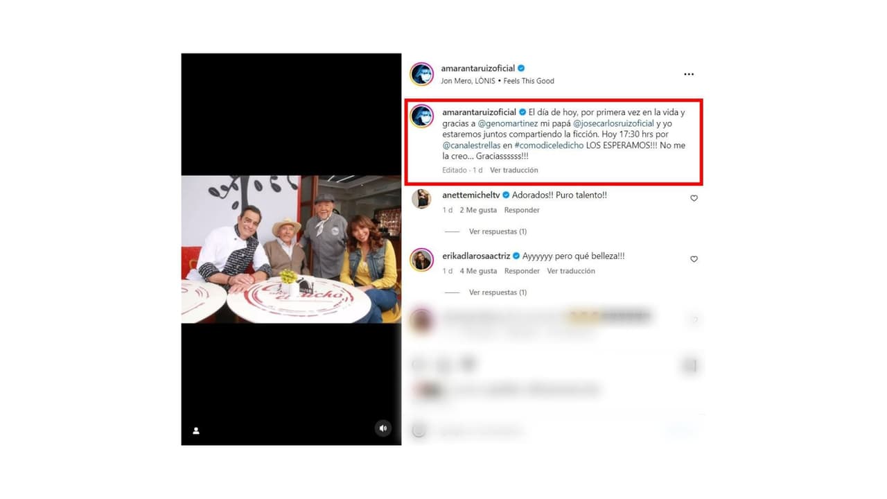 José Carlos Ruiz y Amaranta actuaron juntos por primera vez en uno de los capítulos de 'Como dice el dicho'.