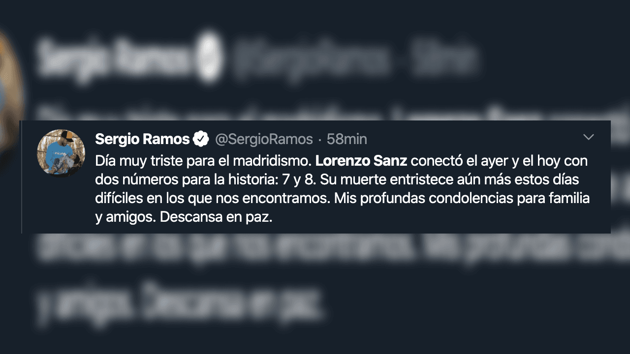 El madridismo reacciona y otorga sus condolencias a Lorenzo Sanz, quien falleció con 76 años a causa del coronavirus.