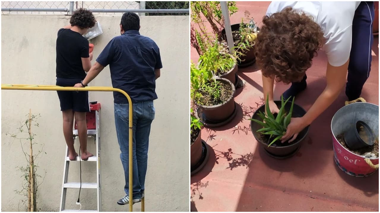 También compartió cómo su hijo menor de 15 años
<b> cambia una bombilla del patio, así como <a href="https://www.univision.com/famosos/ya-me-dio-permiso-no-solo-a-luciano-lety-calderon-muestra-las-lecciones-que-tambien-le-da-a-carlo-fotos">su gusto por la jardinería</a></b>.
<br>