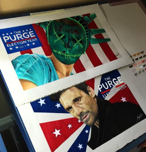 Artista mexicano Jiovanny Lopez demuestra su arte con ''The Purge: Election Year''