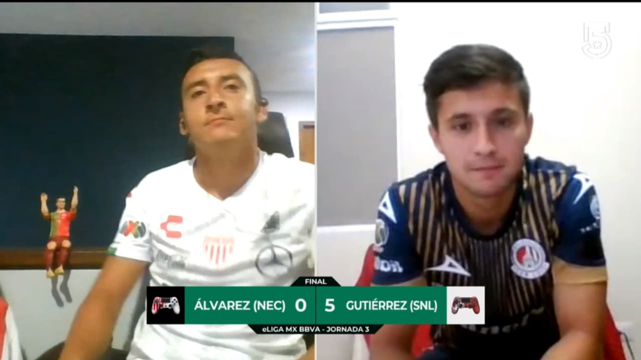 En el futbol virtual, Carlos Gutiérrez destrozó a Daniel Álvarez que terminó jugando con diez hombres.