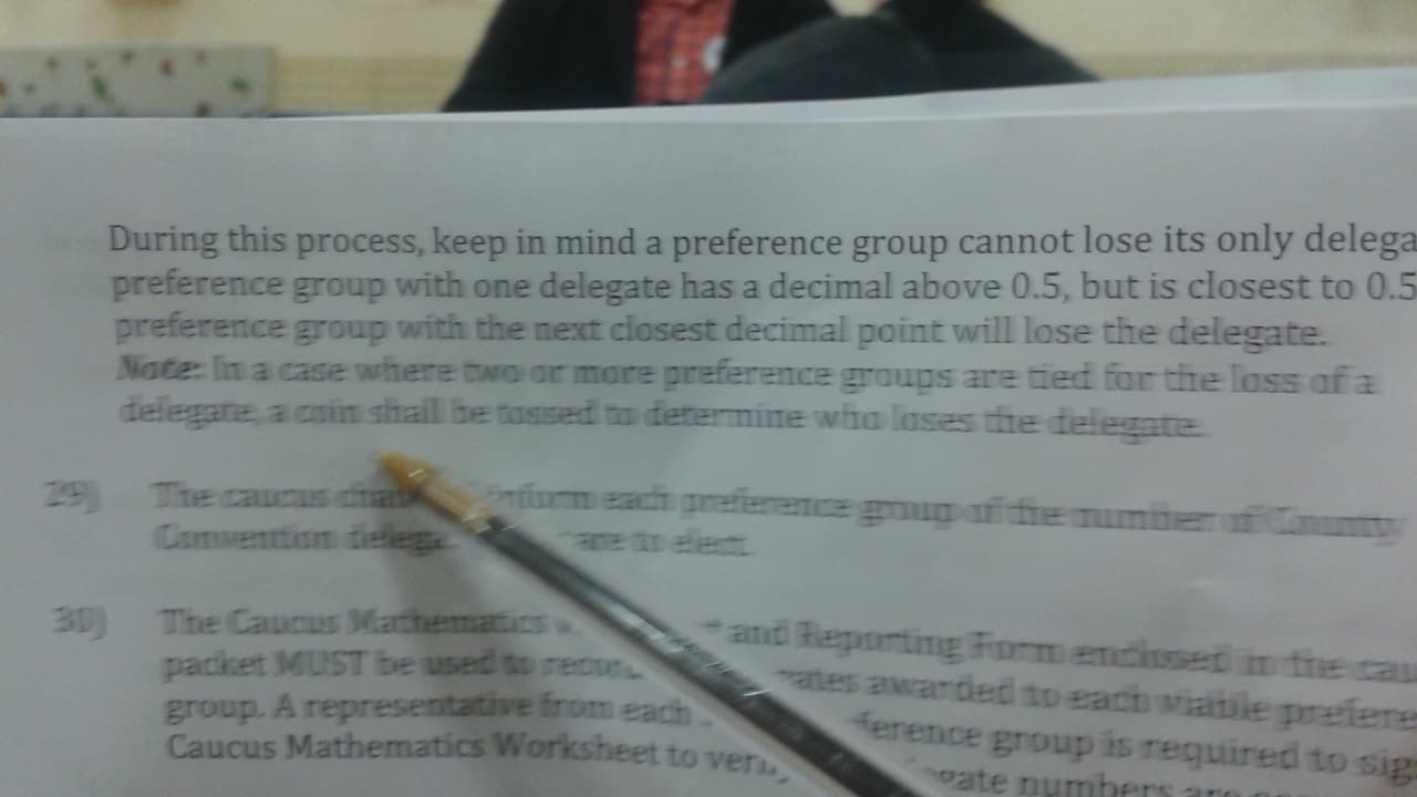 El reglamento que se usó tras el empate en Des Moines.