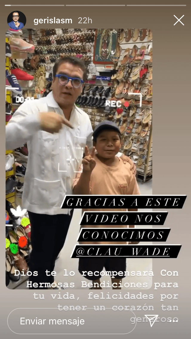 La pareja se conoció a raíz de un video que Gerardo Islas compartió en redes sociales y el cual compartió de nueva cuenta este lunes 31 de agosto. En él se le ve comprando zapatos a un niño originario de Izúcar de Matamoros, Puebla.
<br>