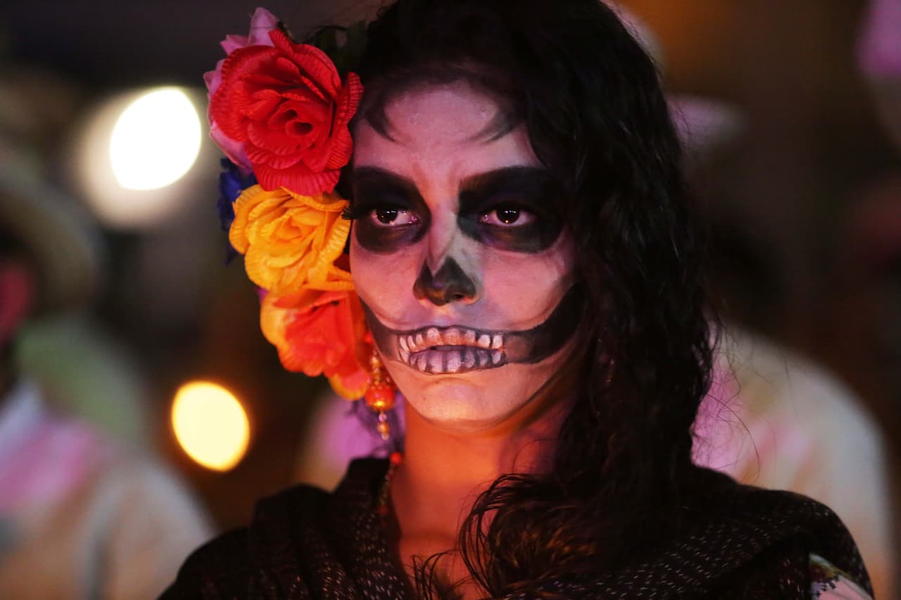 Una catrina en el festival del Día de Muertos en Mérida, Yucatán.