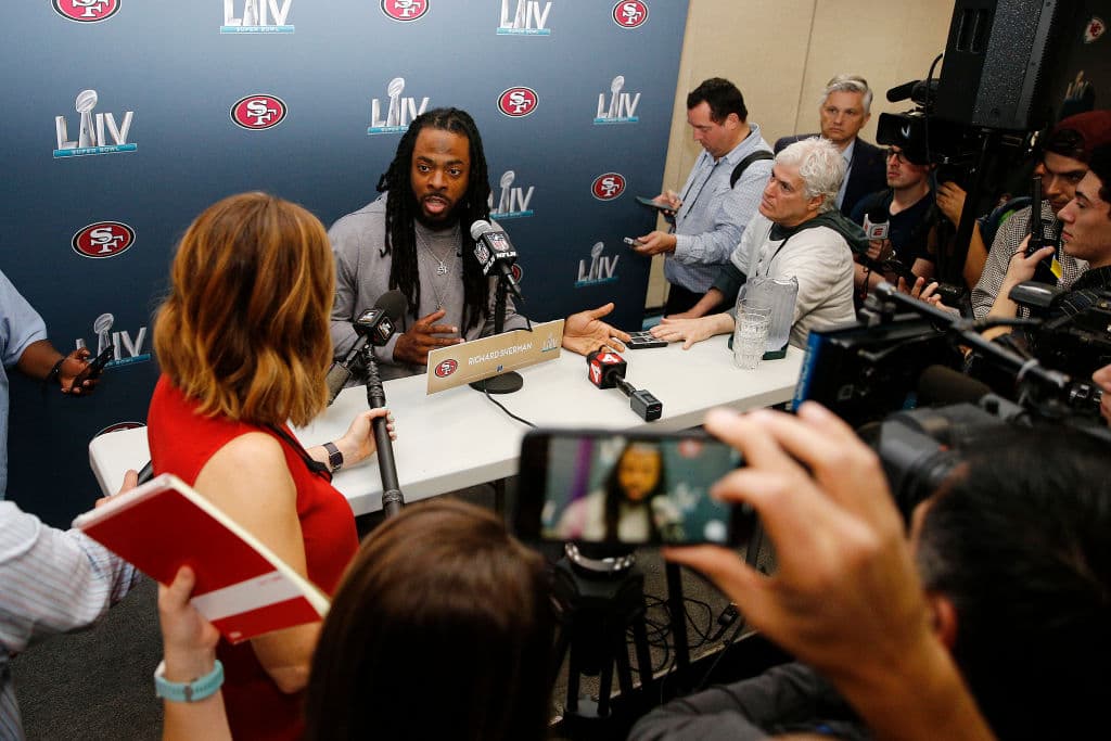 Richard Sherman es una de las piezas claves para que los 49ers llegaran al Super Bowl. Llegó al equipo en 2018.