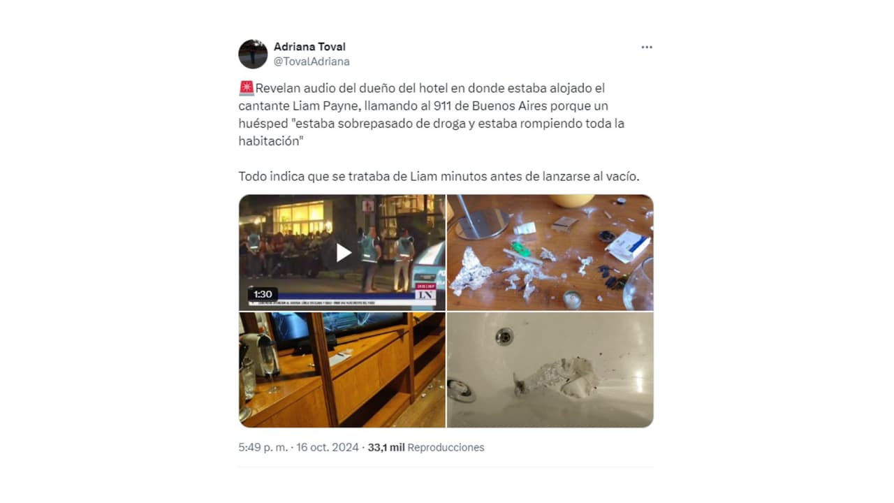 Así habrían encontrado las autoridades la habitación de Liam Payne.