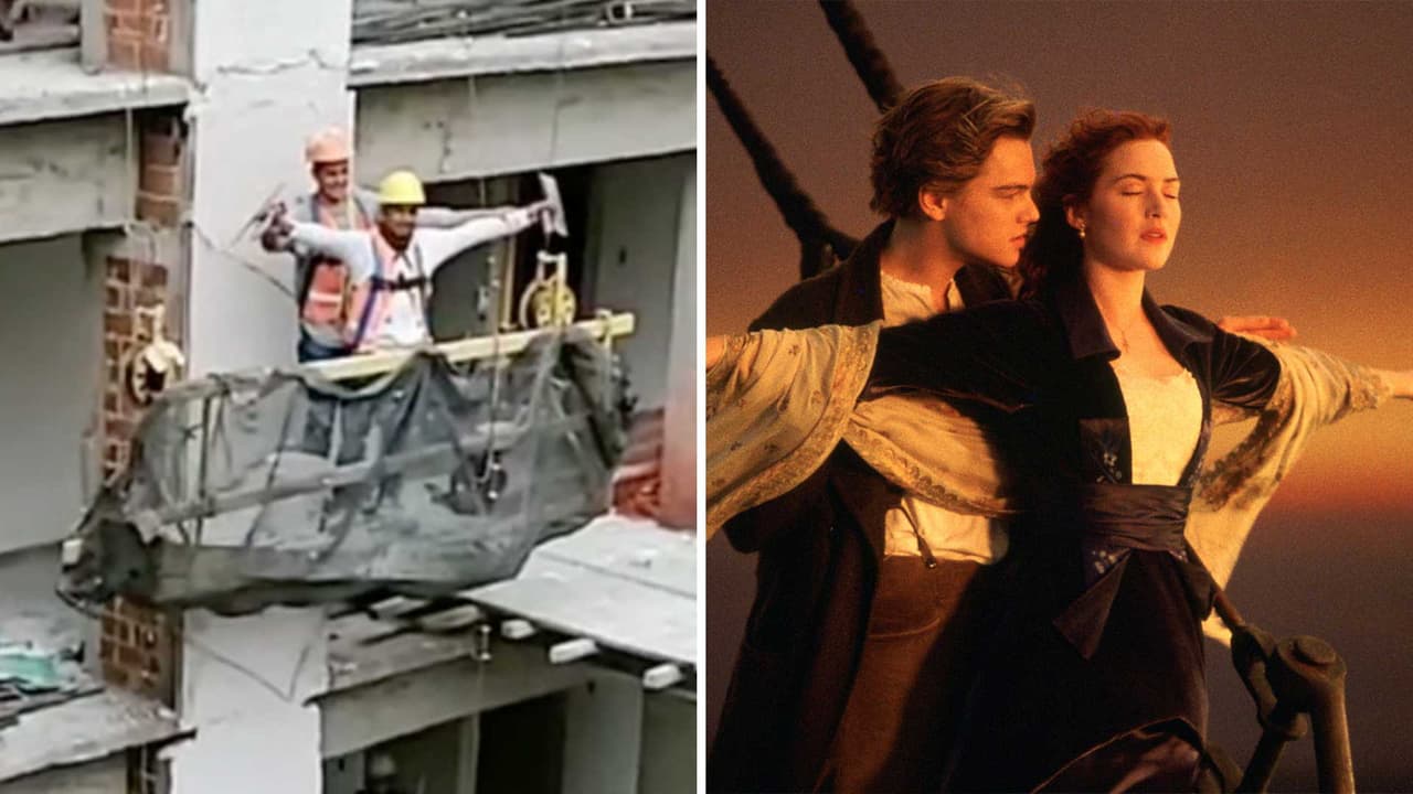 Albañiles imitan las mejores escenas de películas y les dicen que "se merecen un Oscar"