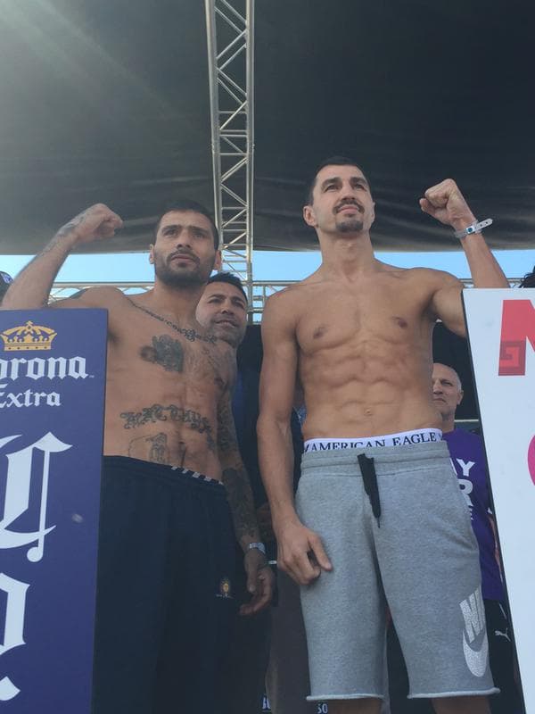 Lucas Matthysse y Viktor Postol en peso para su pelea por el título súper ligero CMB