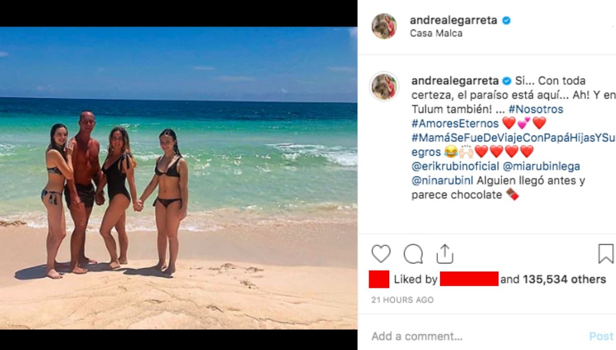 Tres semanas después del escándalo que se formó porque
<b>el actor Alfredo Adame dijo</b> que hace algunos años escuchó que
<b><a href="https://www.univision.com/famosos/andrea-legarreta-no-ignora-los-rumores-de-que-le-fue-infiel-al-unicornio-erik-rubin-fotos">Andrea Legarreta había engañado a su esposo, Erik Rubín</a></b>, la conductora del programa Hoy presumió en Instagram lo feliz que es junto a su familia.