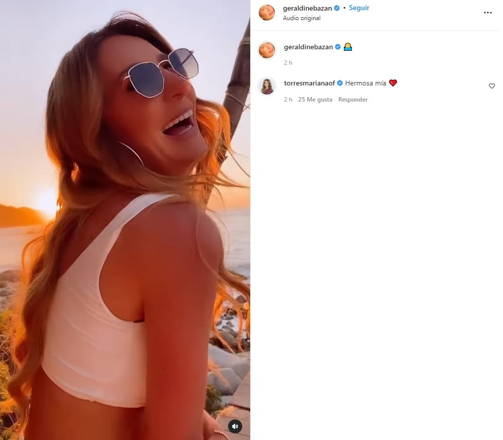 Tanto en la boda religiosa como en la espiritual, la actriz 
<b>Geraldine Bazán estuvo presente</b> y no perdió detalle del día lleno de felicidad para su amiga. A través de su cuenta Instagram, compartió fotos y videos de los festejos.