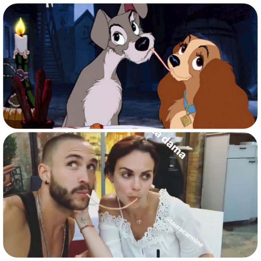 Sus clubes de fans los apoyan y les diseñan divertidas y románticas imágenes como ésta, @FCLauCarmineSVK: "La Dama y el Vagabundo & @LauraCarmine y @RobertoRomanoMX".