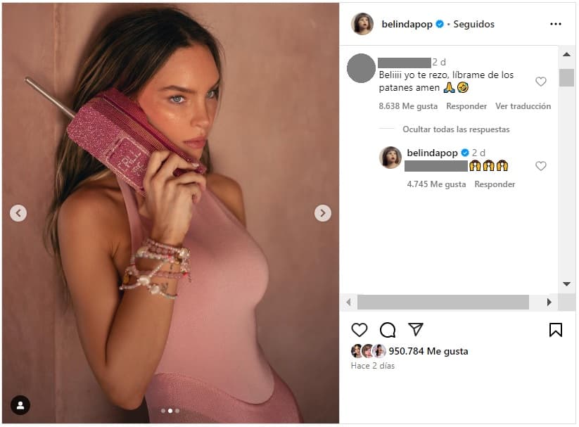 Belinda apoya a quien le dice que busca librarse de "patanes".
