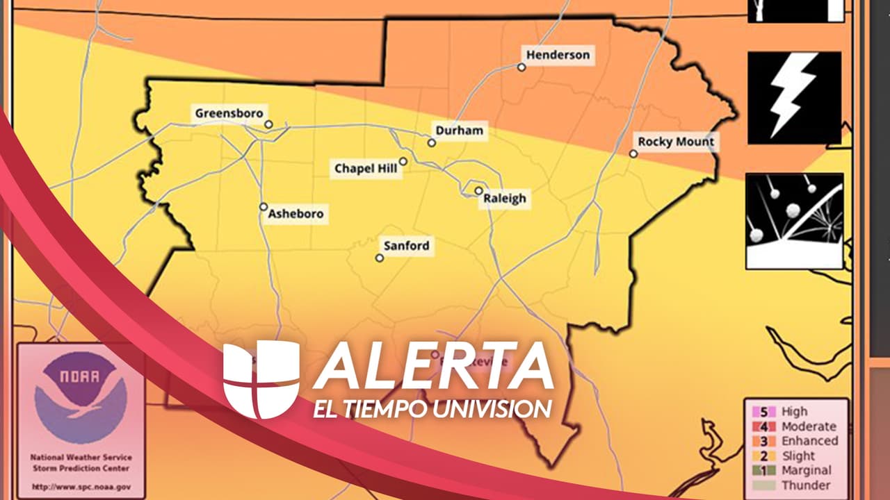 Aumenta el riesgo de tiempo severo: nivel 3 de 5 en sectores de Carolina del Norte