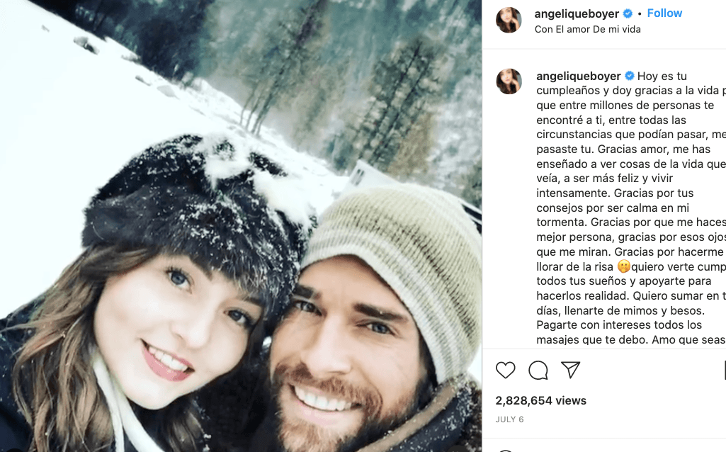 <a href="https://www.univision.com/famosos/angelique-boyer-envidia-competencia-inicio-de-su-carrera-vencer-el-pasado-fotos">La protagonista de 'Teresa'</a> también aprovecha las ocasiones especiales para presumir su relación. El 6 de julio fue el cumpleaños del artista y Angelique compartió un video con sus mejores momentos para celebrarlo.