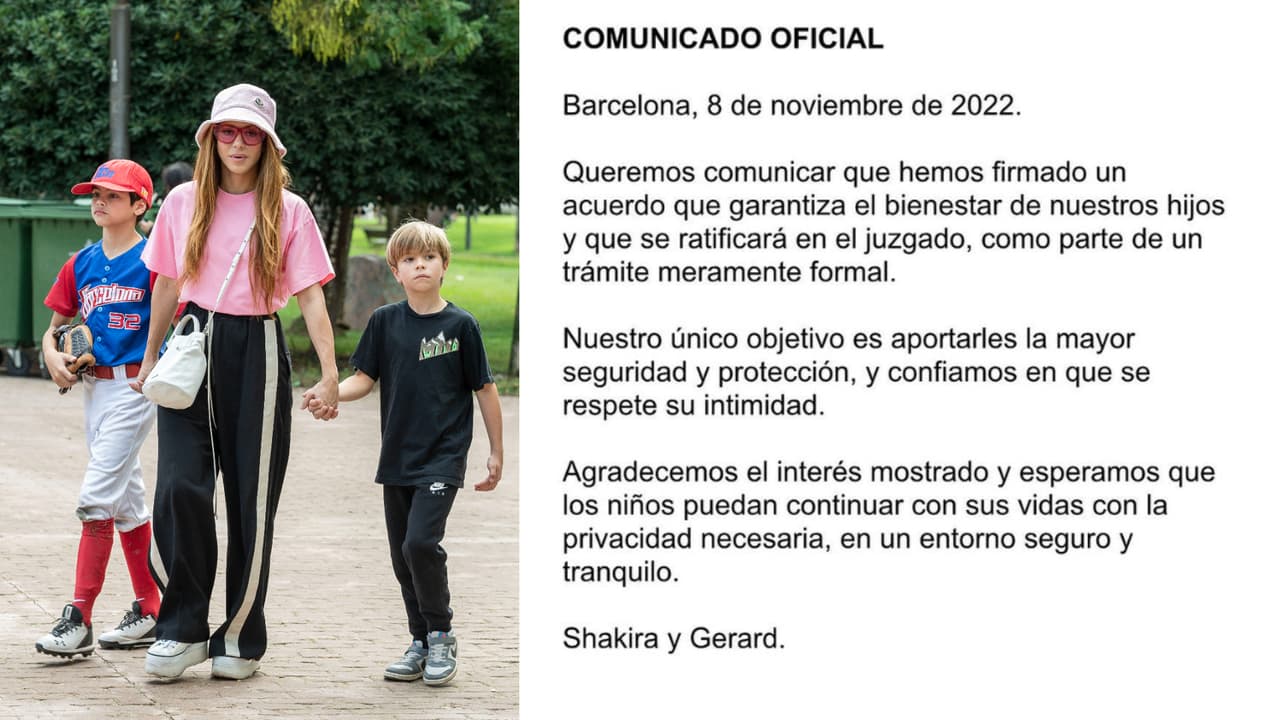 Este es el comunicado que Shakira y Piqué emitieron tras llegar a una cuerdo sobre la custodia de sus hijos.