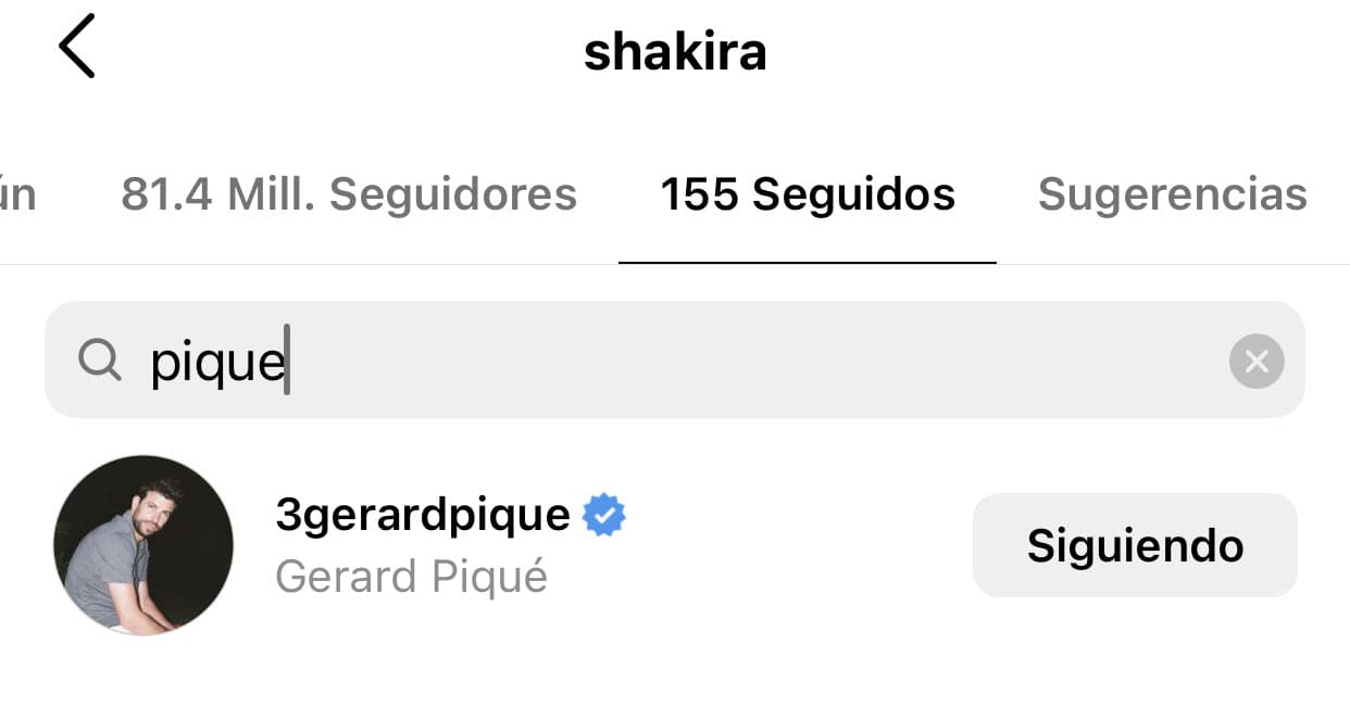 Lo mismo ella: Piqué también estaba entre la lista de las cuentas a las que sigue. 
<br>