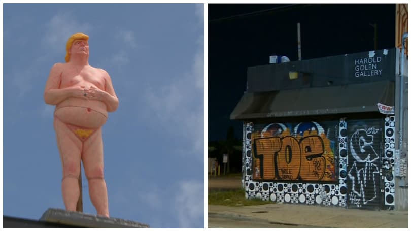 Roban la polémica estatua de Donald Trump desnudo de Wynwood