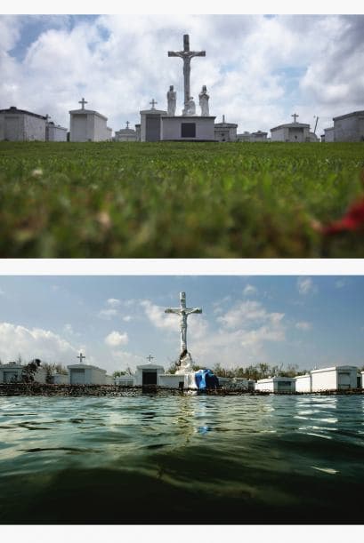 Cuando sucedió el desastre de Katrina, el cementerio fuera de la Iglesia de San Patricio el agua inundó el panteón.
