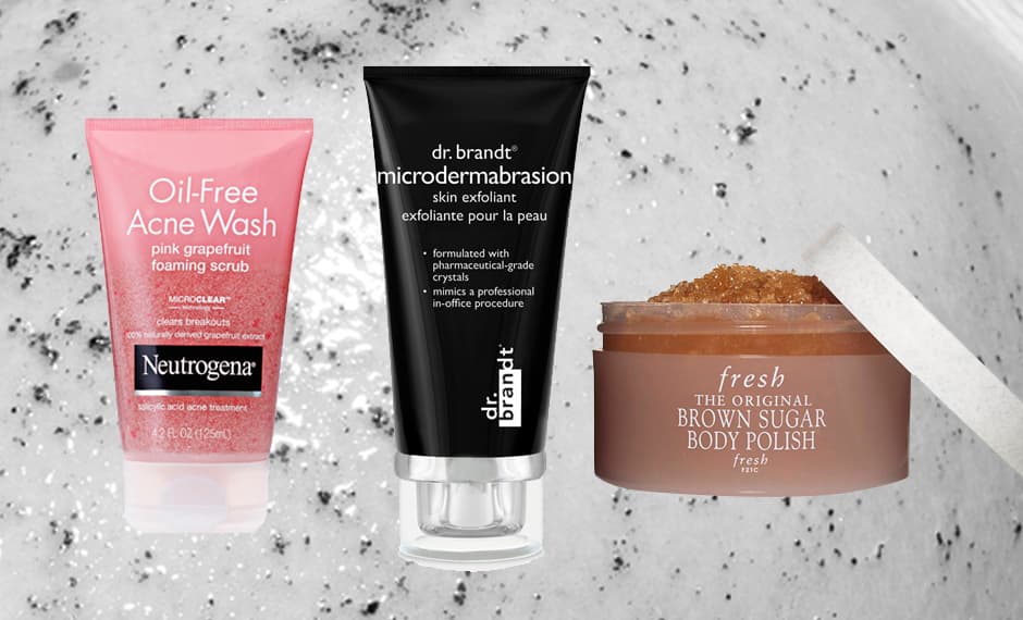 Existen dos tipos de exfoliantes, los mecánicos, que remueven las células muertas a través de microdermabrasión, y los químicos, que son sustancias que las disuelven, como los ácidos glicólico, láctico o salicílico. Si tu piel es normal o seca usa los primeros, si tienes tendencia al acné o daños causados por la exposición al sol opta por los segundos. Estos productos son de:
<a href="http://es.neutrogena.com/product/oil-free+acne+wash+pink+grapefruit+foaming+scrub.do">Neutrogena</a>,
<a href="http://www.sephora.com/microdermabrasion-age-defying-exfoliator-P45503">dr. brand</a>,
<a href="https://www.fresh.com/US/body-exfoliant/brown-sugar-body-polish/brownsugarbodypolish.html/HSU70.html"> Fresh</a>.
<br>