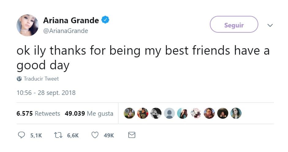 Cientos de mensajes y amor de sus fans lograron lo que la cantante 
<b>agradeciera a sus amigos y les deseara a todos un buen día. </b>