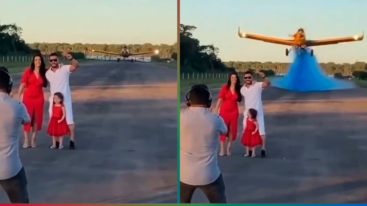 (Video) "Lo más extravagante que he visto es la avioneta": Pareja sorprende con la revelación de sexo de su bebé