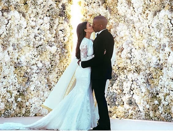 Esta foto de la boda de Kim con Kanye es la más gustada en su cuenta, con más de 2.6 millones.