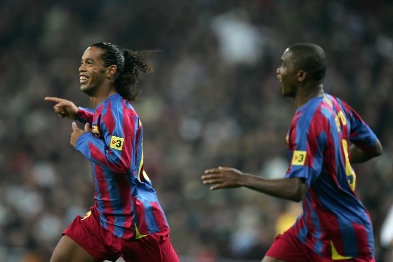 En Barcelona formó una dupla temible con Ronaldinho y posteriormente con Lionel Messi. Jugó 199 partidos como azulgrana y anotó 130 goles en 199 partidos.