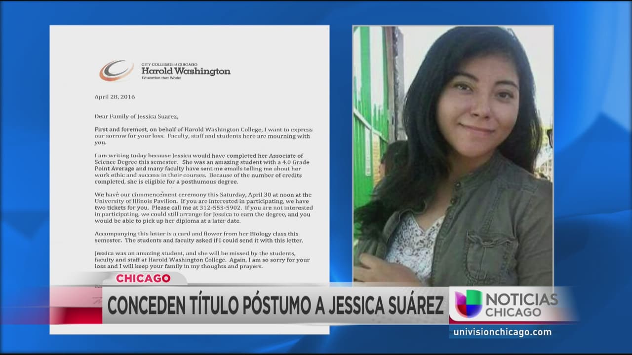 Otorgan título póstumo a Jessica Suárez