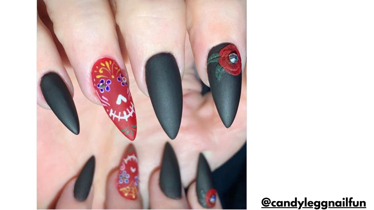 Diseño de uñas de La Catrina