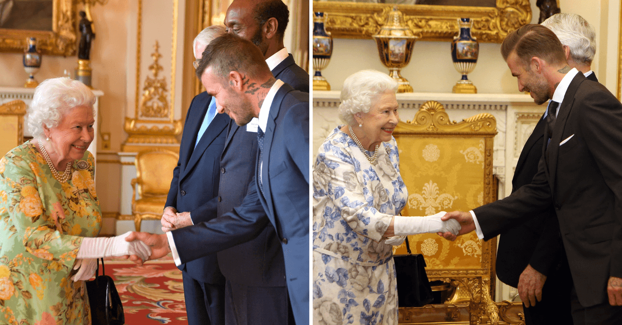 Reina Isbael II y David Beckham