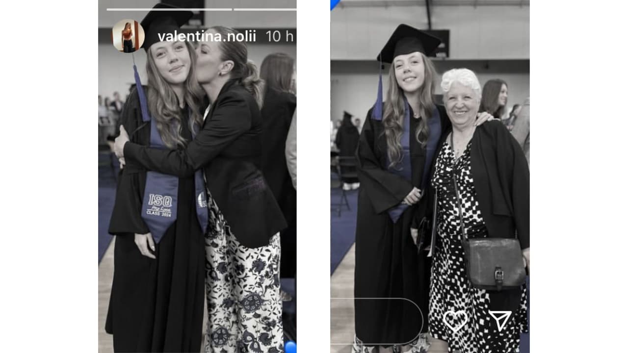 Valentina Noli con su mamá, Andrea Noli, y su abuela materna.
