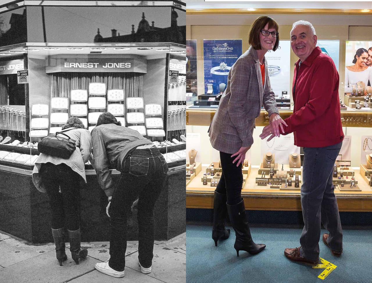 En la primavera de 1981 Howard Marshall y Sharon Bird fueron fotografiados por Chris Porsz cuando buscaban sus anillos de boda en una tienda del centro de Peterborough, a unas 80 millas al norte de Londres. Cuatro décadas después el fotógrafo los llevó al mismo lugar para recrear la escena.
<br>
<br>En los ochentas Portz simplemente fotografiaba a cualquiera que le llamara la atención, pero sin saberlo más de una vez capturó momentos inolvidables de la vida de algunas personas.
<br>
