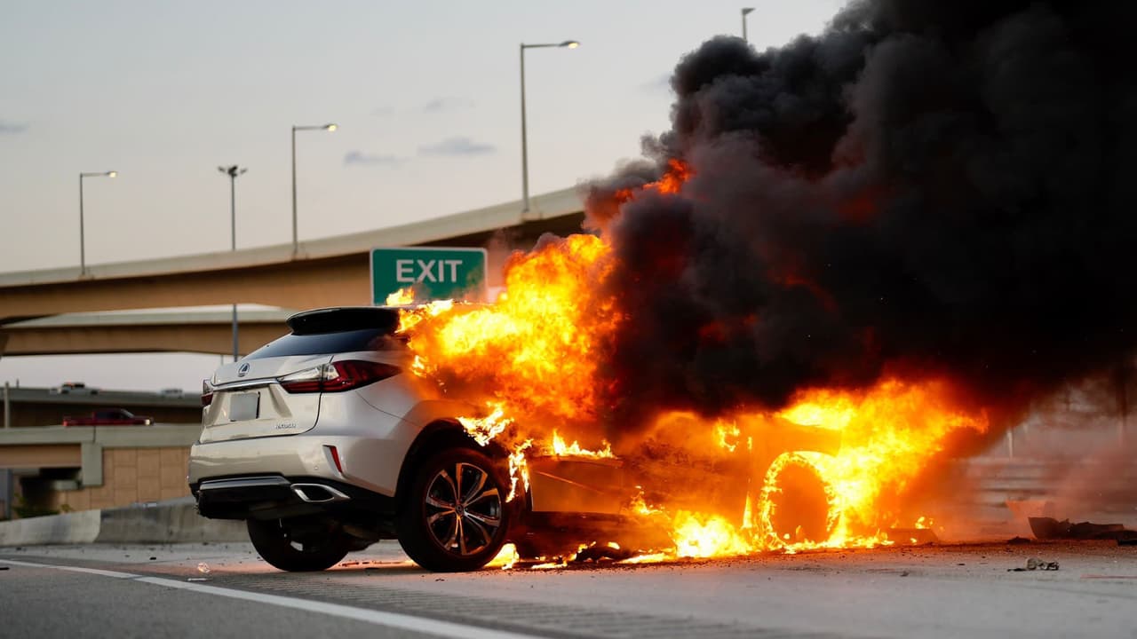 Si cree que hay llamas debajo de la capota o maletero no lo abra, pues puede hacer que el incendio crezca.