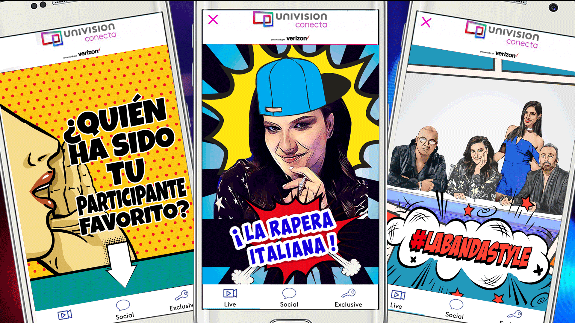 Para usuarios de Google Play descarga 
<b><a href="https://play.google.com/store/apps/details?id=com.screenz.conecta&hl=es" target="_blank">aquí</a></b>. 
<br>Para usuarios de iOS descarga 
<a href="https://itunes.apple.com/us/app/univision-conecta/id1031087873?mt=8" target="_blank"><b>aquí</b></a>.