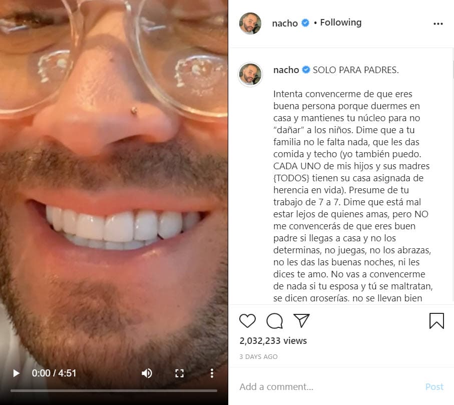 El cantante aprovechó el Día del Padre para compartir su felicidad con sus seguidores en un extenso texto donde también habla de sus otros cuatro hijos.
<br>