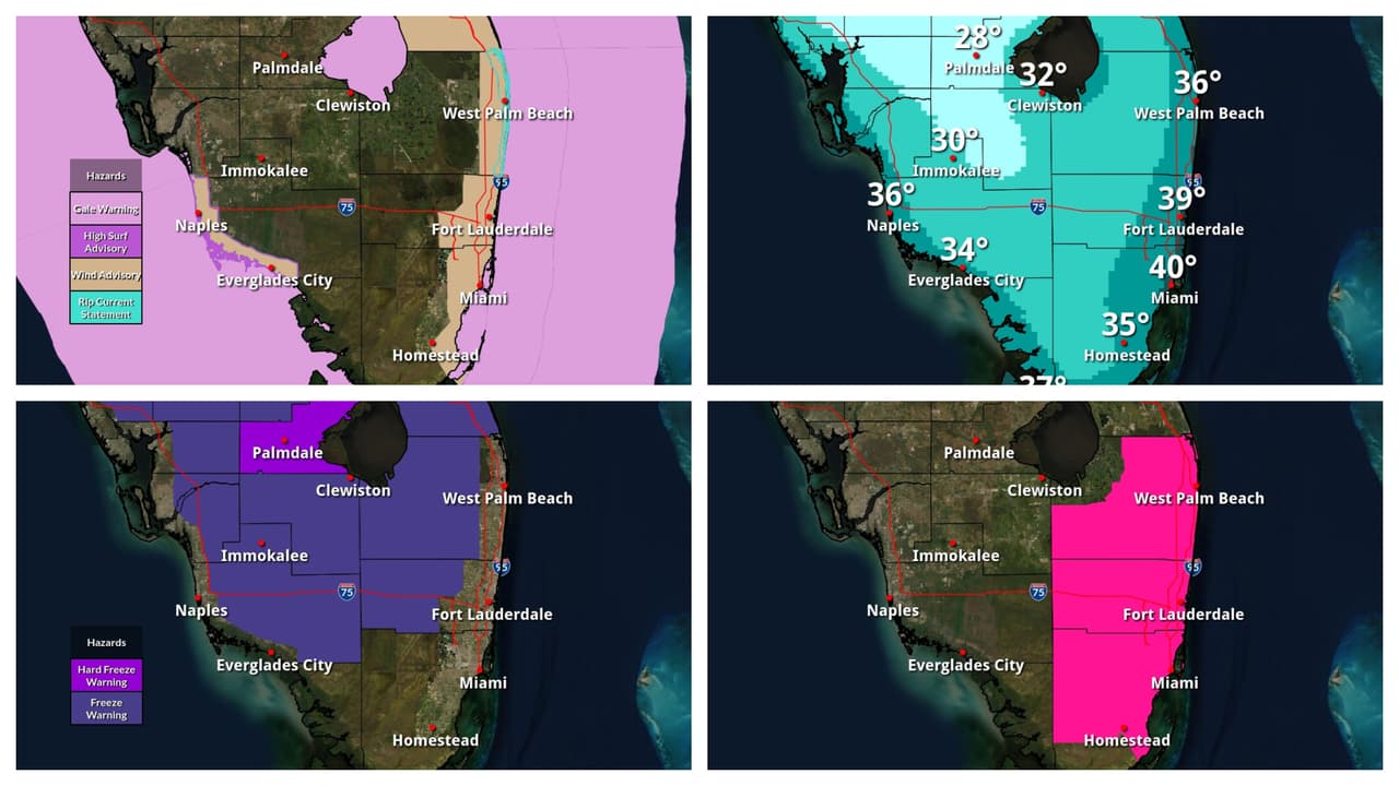 El frío extremo más fuerte de la última década comienza a sentirse en el sur de Florida 