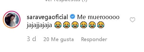 Mientras tanto, la actriz Sara Vega, hermana de Paz Vega, tampoco pudo aguantar las risas al leer los mensajes entre madre e hijo: "
<b>Me muero</b> ja ja ja ja ja".
<br>