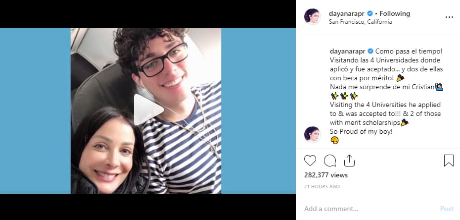 "¡Como pasa el tiempo! Visitando las cuatro universidades donde aplicó y fue aceptado... y ¡dos de ellas con beca por mérito! Nada me sorprende de mi Cristian", fue el texto que acompañó el video.
<br>