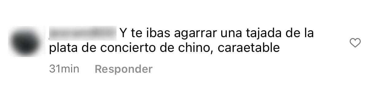 Una más retomó una de las más fuertes críticas que la ex de Chyno ha recibido en las últimas semanas: 
<b>"Y te ibas a agarrar una tajada de la plata del concierto"</b>, acusó sobre el concierto benéfico que se realizará para el cantante el próximo 8 de junio en Miami. 
<br>