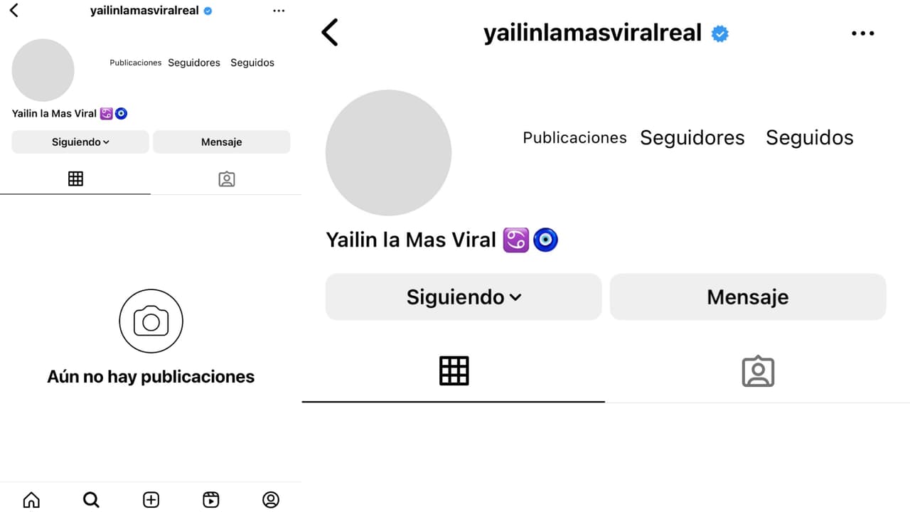 Así aparecía la cuenta de Yailin en Instagram hasta la mañana de este jueves 14 de diciembre.