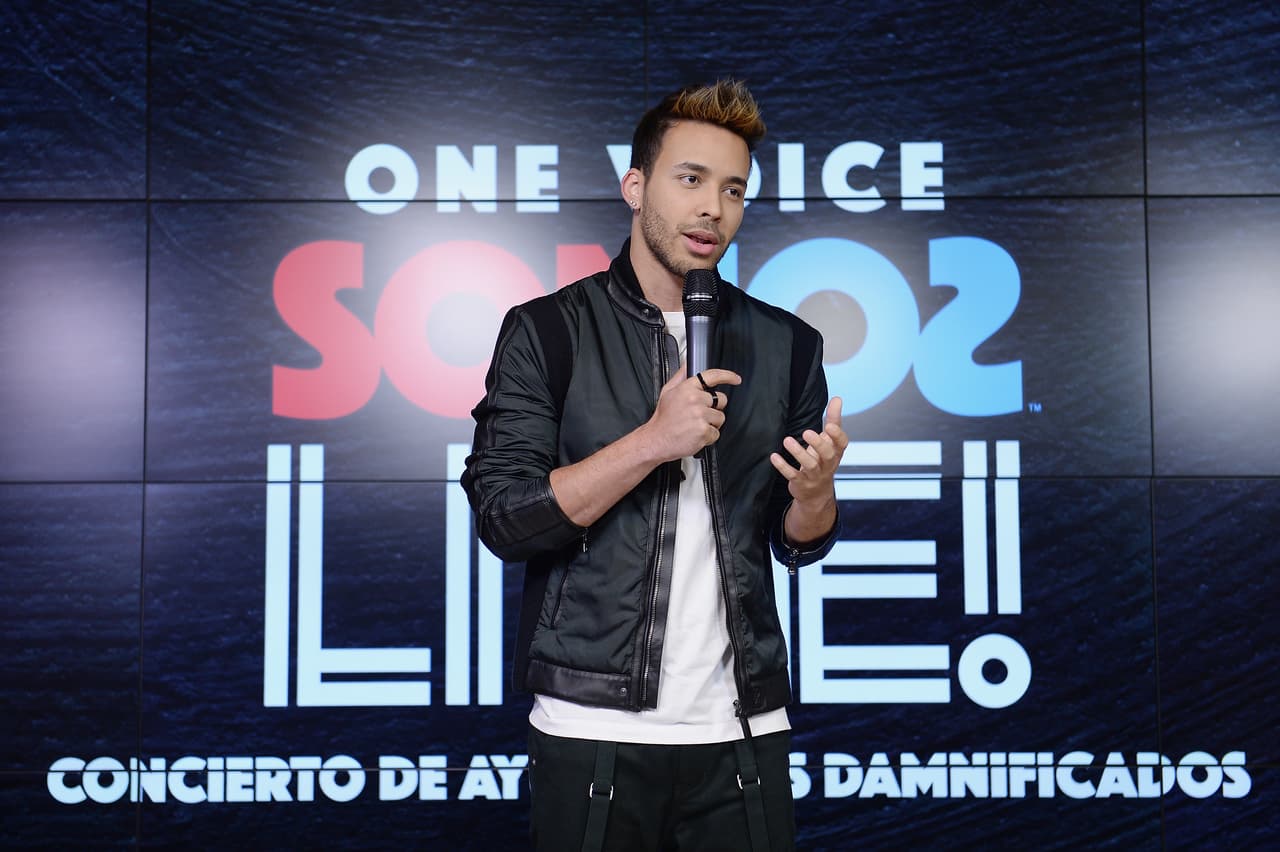 MIAMI, FL - OCTOBER 14: In this handout photo provided by One Voice: Somos Live!, Prince Royce poses in the pressroom at One Voice: Somos Live! A Concert For Disaster Relief at Marlins Park on October 14, 2017 in Miami, Florida. (Photo by Jason Koerner/One Voice: Somos Live!/Getty Images)