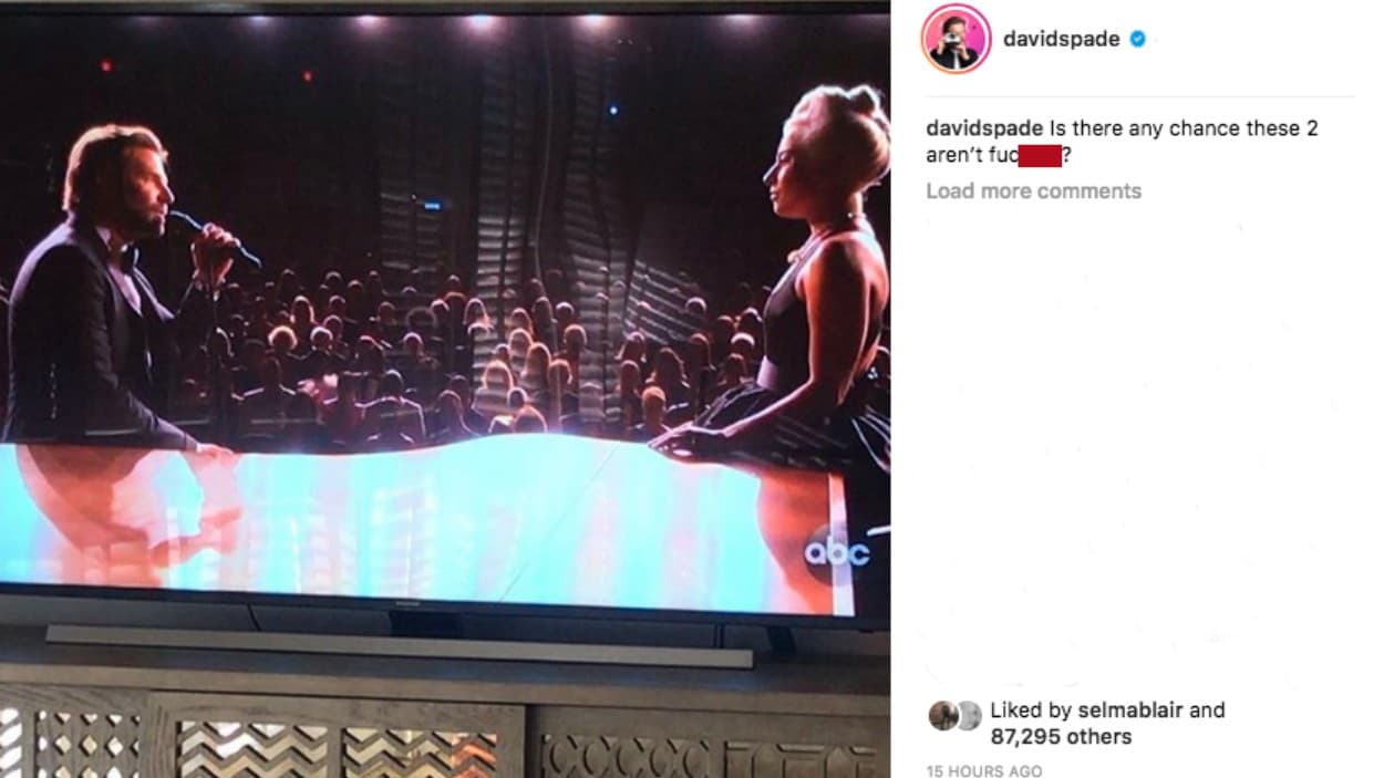 La química entre Lady Gaga y Bradley Cooper fue tal que el actor 
<b><a href="https://www.instagram.com/p/BuSunBWB8C2/" target="_blank">David Spade ('Tommy Boy') comentó en Instagram</a></b>: "¿Existirá alguna posibilidad de que estos dos no estén teniendo sexo?"