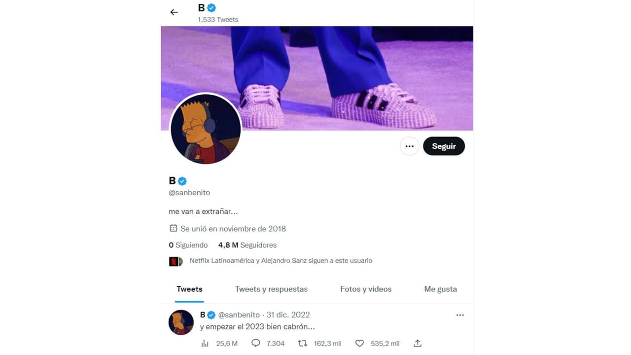 Mensaje de Bad Bunny en Twitter.